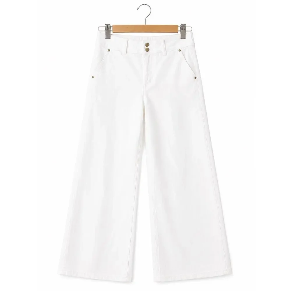 J.Crew Slim-Wide Leg High Rise White Denim Jeans Coastal Minimalist NWT  31 - Picture 4 of 13